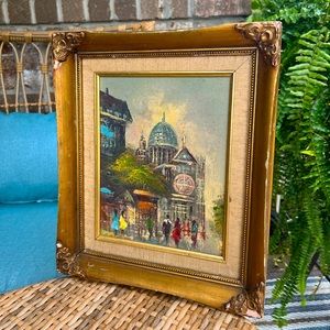 Vintage European Street Scene Painting
